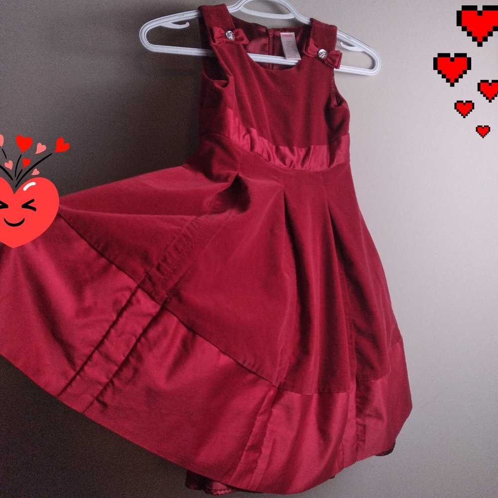 Red Velvet and Satin trim  Dress (7 Girls) Gymboree